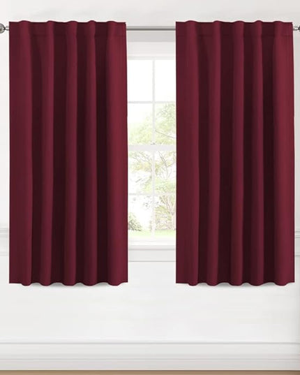H.VERSAILTEX Christmas Blackout Curtains Thermal Insulated Window Treatment Panels Blackout Drapes for Living Room Back Tab/Rod Pocket Bedroom Draperies (2 Panels, Burgundy, 42 x 54 Inch)
