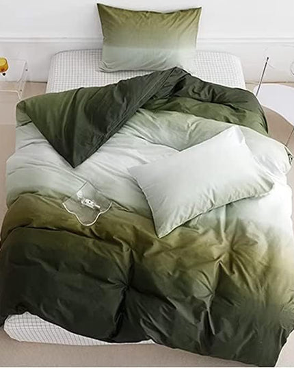 Houseri Gradient Green & White Comforter Set - Green & Cream Bedding - King Size