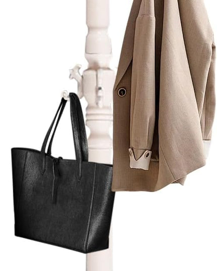 Wooden Coat Racks, Retro 78" Coat Tree with 12 Hooks & Stable Triangular Base, Entryway Coat Rack Freestanding for Hat, Clothes, Scarves, Handbags, Umbrella (Ivory)