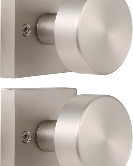 2 Pack Dummy Door Knobs Interior Brushed Nickel Dummy Door Knob for Closet and Double Doors, One-Sided Dummy Door Handles Satin Nickel