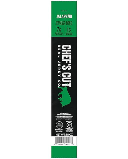 Chef’s Cut Real Snack Sticks | High Protein Meat Snack Sticks with 8g Protein, Gluten Free, Keto-Friendly| Premium Smoked Beef & Pork Blend | Jalapeño Heat | 1 oz Stick (16-Count Bag)