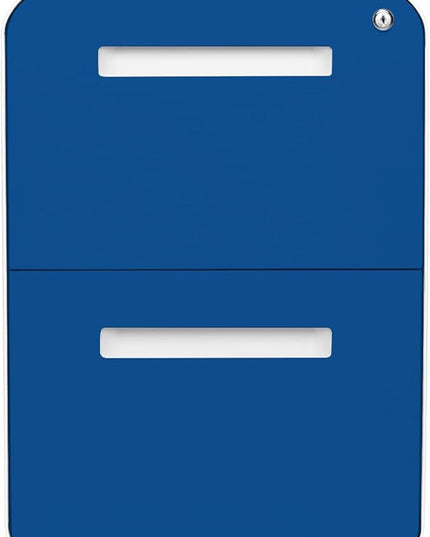 Laura Davidson Furniture Stockpile 2 Drawer Mobile File Cabinet with Lock - Under Desk Metal Filing Cabinet, Legal/Letter File Folders, Wheels and Stationary Feet, Pre-Assembled, Blue Faceplate
