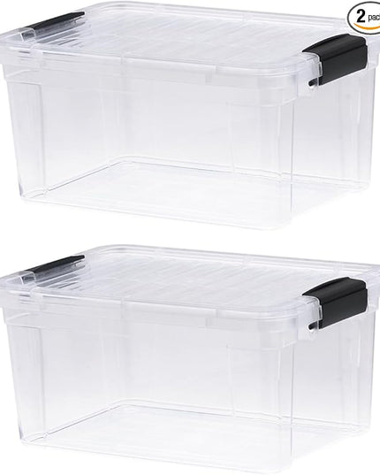 Superio Storage Bins with Lids- 2 Pack, 6.6 Qt Clear Boxes for Organizing, Stackable Plastic Containers- BPA Free, Non-Toxic, Odor Free, Organizer for Home, Office, Dorm