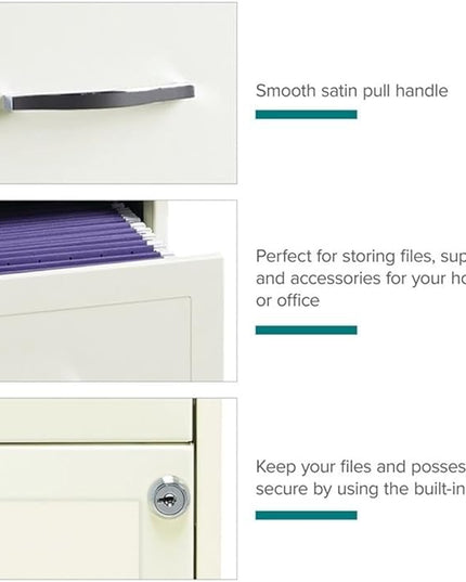 Pemberly Row 18" 4-Drawer Traditional Metal Filing Cabinet in White