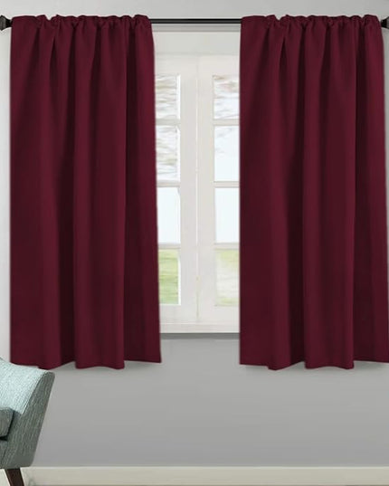 H.VERSAILTEX Christmas Blackout Curtains Thermal Insulated Window Treatment Panels Blackout Drapes for Living Room Back Tab/Rod Pocket Bedroom Draperies, 52 x 63 Inch, Burgundy Red, 2 Panels