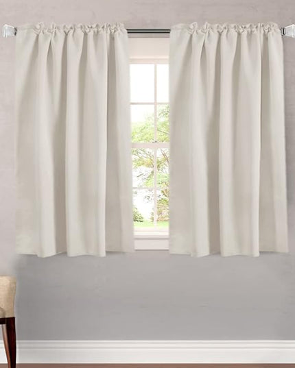 H.VERSAILTEX Light Reducing Curtains Thermal Insulated Window Treatment Panels Room Darkening Privacy Assured Drapes for Living Room Back Tab/Rod Pocket Bedroom Drapes 2 Panels, Ivory - 52 x 45 Inch