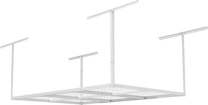 FLEXIMOUNTS 4x6 Overhead Garage Storage Adjustable Ceiling Rack 72" Length x 48" Width x 40" Height, 450lbs Weight Capacity, White, Classic Series