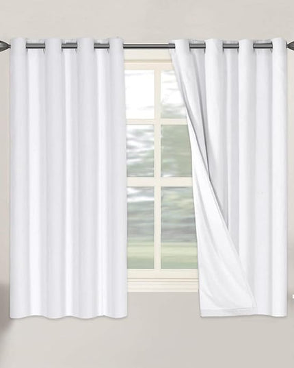H.VERSAILTEX 100% Blackout Curtains for Bedroom Thermal Insulated Linen Textured Curtains Heat and Full Light Blocking Drapes Living Room Curtains 2 Panel Sets, 52x63 - Inch, Pure White