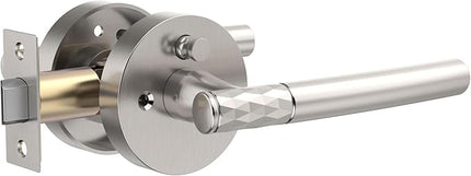 1 Pack Brushed Nickel Privacy Door Handle - Keyless Entry, Heavy Duty Zinc Alloy Lever for Bedroom/Bathroom