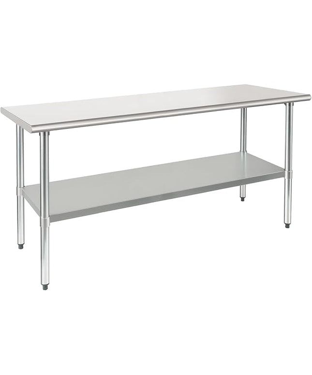 HARDURA Stainless Steel Table 24X72 Inches with Undershelf and Galvanized Legs NSF Heavy Duty Commercial Prep Work Table for Restaurant Kitchen Home and Hotel