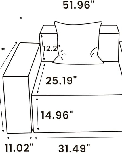POVISON 52" Modular Sectional Sofa for Living Room Modern Large Sectional Couches Velvet Accent Chair Oversized Deep Seat Sofa Set Big Comfy Cloud Couch for House Office