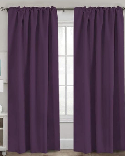 H.VERSAILTEX Blackout Curtains Thermal Insulated Window Treatment Panels Room Darkening Blackout Drapes for Living Room Back Tab/Rod Pocket Bedroom Draperies, 52 x 84 Inch, Plum Purple, 2 Panels