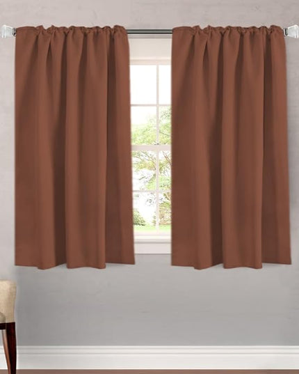 H.VERSAILTEX Blackout Curtains Thermal Insulated Window Treatment Panels Room Darkening Curtains for Bedroom Back Tab/Rod Pocket Small Window Curtains (2 Panels, Washed Spice, 52 x 54 Inch)