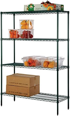 Omega 4 Tier Shelving Unit Heavy Duty NSF Wire Shelf Metal Large Storage Shelves Adjustable, Commercial Grade Steel Utility Layer Shelf Rack Storage,21L x 24W x 80H Inch Freezer