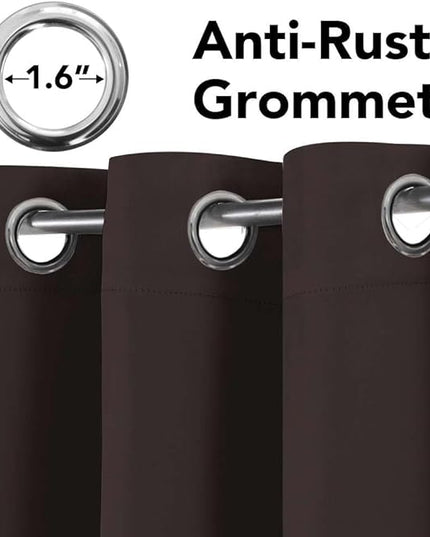 H.VERSAILTEX Blackout Curtains for Bedroom Thermal Insulated Room Darkening Living Room Curtains 63 Inch Long Grommet Privacy Protection Window Curtain Panels/Drapes, 2 Panels, Chocolate Brown
