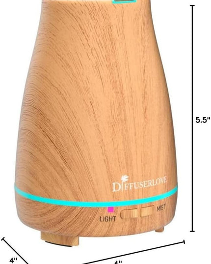 Diffuserlove Essential Oil Diffuser 200ML Aroma Diffuser Mist Humidifiers with 7 Color LED Lights, Auto Shut-Off Function for Bedroom Office Room House