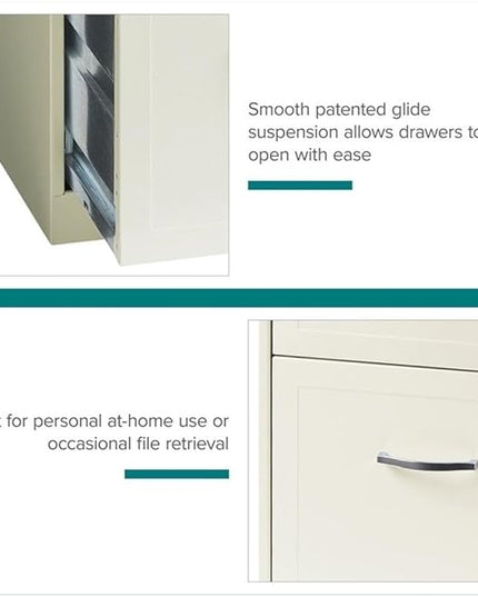 Pemberly Row 18" 4-Drawer Traditional Metal Filing Cabinet in White
