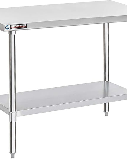 DuraSteel 24x48 Stainless Steel Work Table - NSF Commercial Prep Metal Table - Outdoor Pizza Oven Stand w/Under Shelf - Kitchen Island Laundry Utility Garage Microwave Stand Large Rolling Storage Cart