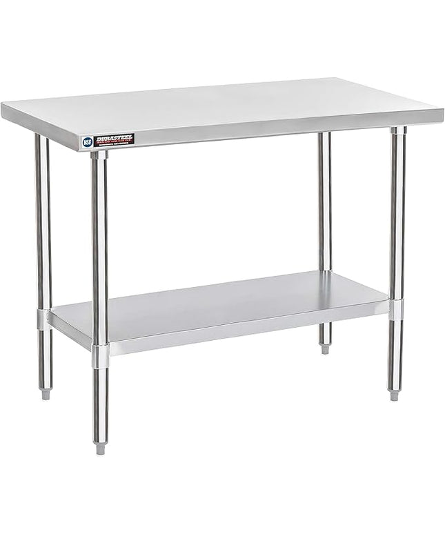 DuraSteel 24x48 Stainless Steel Work Table - NSF Commercial Prep Metal Table - Outdoor Pizza Oven Stand w/Under Shelf - Kitchen Island Laundry Utility Garage Microwave Stand Large Rolling Storage Cart