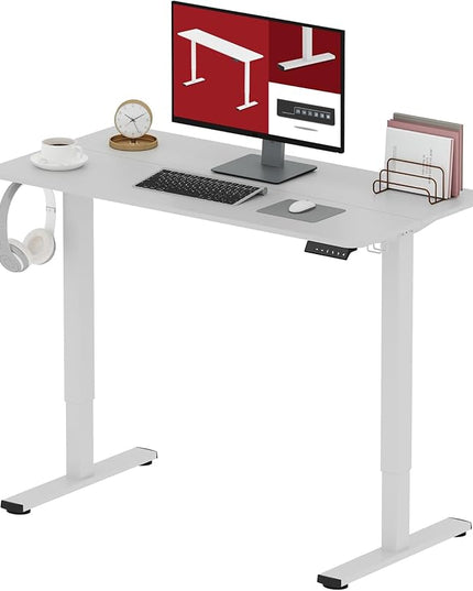 SANODESK Electric Standing Desk 40x24 Inch Height Adjustable Stand Up Desk Home Office Computer Workstation Sit Stand Home Office Desk with Splice Board (White Frame + White Top)