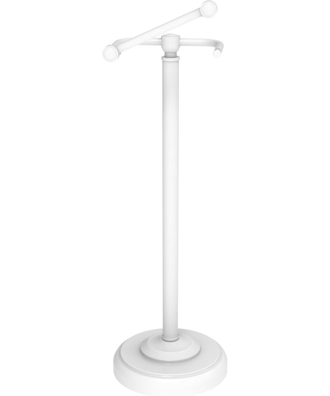 Toilet Paper Holder Stand, White Toilet Paper Holder Free Standing, Post Pivoting Design & Stable Weighted Base SUS304 Stainless Steel for Bathroom (Mega Roll)