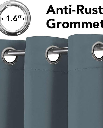 H.VERSAILTEX Blackout Curtains for Bedroom Thermal Insulated Room Darkening Living Room Curtains 72 Inch Long Grommet Privacy Protection Window Curtain Panels/Drapes for Nursery, 2 Panels,Stone Blue