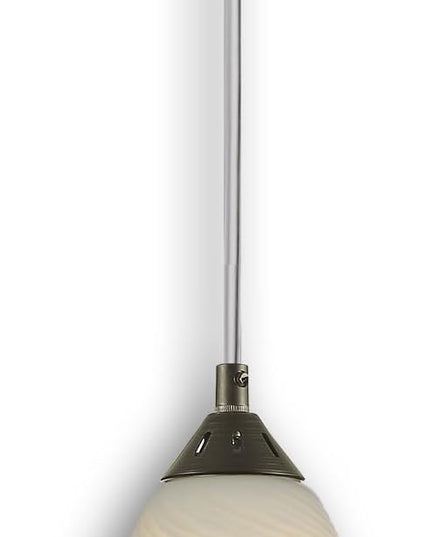 Pendant Lighting, Modern White Fishline Handblown Glass, 4.25" x 9" Tall, Oval Art Shade Hanging Light, Brushed Nickel Hardware for Kitchen, Dining Room, Foyer Decor 4.7" Shade (1 Pack)
