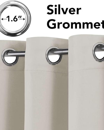 H.VERSAILTEX Solid Grommet Thermal Insulated Blackout Curtain Panels/Drapes,52Wx72L - Inch (Set of 2,Ivory/Cream Pattern)