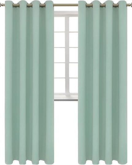 BGment Blackout Curtains - Grommet Thermal Insulated Room Darkening Bedroom and Living Room Curtains, Set of 2 Panels (52 x 108 Inch, Frosty Green)
