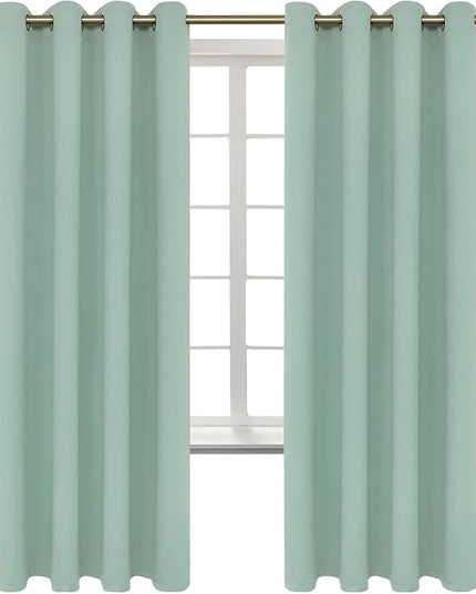 BGment Blackout Curtains - Grommet Thermal Insulated Room Darkening Bedroom and Living Room Curtains, Set of 2 Panels (52 x 72 Inch, Frosty Green)