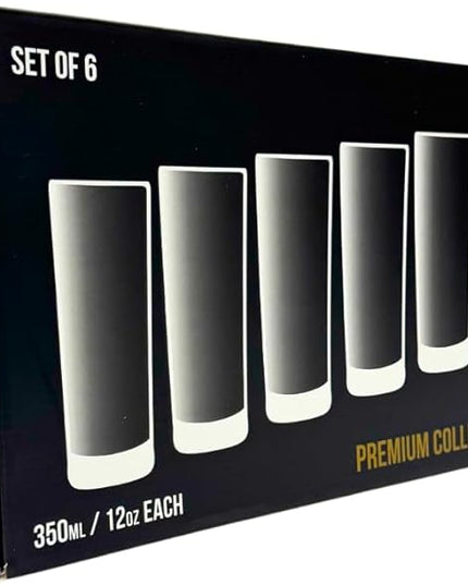 LEMONSODA Premium Highball Glass Set - Elegant Tom Collins Glasses Set of 6-12oz Tall Drinking Water Glasses - Bar Glassware for Mojito, Whiskey, Cocktail