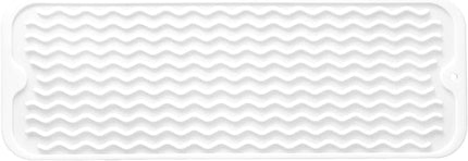 Silicone Dish Drying Mat for Multiple Usage,Easy clean,Eco-friendly,Heat-resistant Silicone Mat for Kitchen Counter,Sink,Bar,Bottle,or Cup White M 17 inches x 6 inches