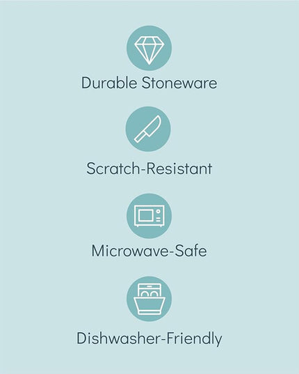 Stoneware dinnerware set 4 persons 12 pcs – Modern style plates and bowls set ceramic – Dishwasher, microwave and scratch resistant – Bowl and plate set – Dinner service Pure Living beige & light blue