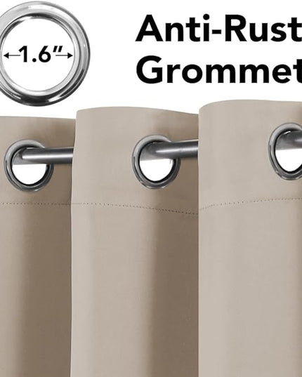 H.VERSAILTEX Ultra Soft Microfiber Thermal Insulated Antique Copper Grommet Blackout Curtains/Window Treatment Draperies 52 by 72 - Inch for Living Room/Bedroom, Set of 2 - Fog