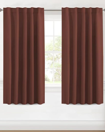 H.VERSAILTEX Blackout Curtains Thermal Insulated Window Treatment Panels Room Darkening Blackout Drapes for Living Room Back Tab/Rod Pocket Bedroom Draperies (2 Panels, Rust, 42 x 63 Inch)
