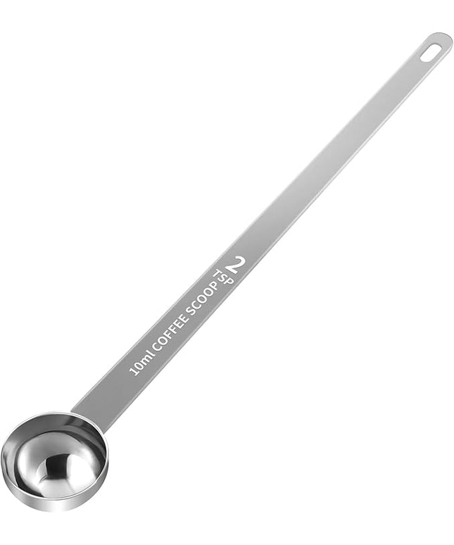 1PCS 2 Teaspoon Coffee Scoop, 9.1" Long Handle Measuring Spoon, 2tsp (10 ml) Stainless Steel Scooper