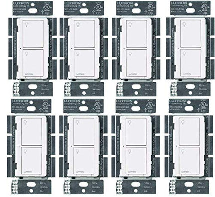 Lutron Caseta Original Smart Light Switch (Lutron Smart Hub Required), for Home, LED Lights, and Fans, 6 Amp, Single-Pole/3-Way, Neutral Required, PD-6ANS-WH, White (8-Pack)