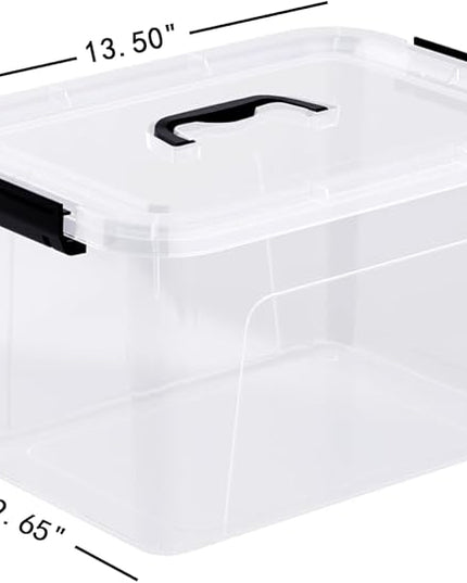 4 Pack 10.5 Quart Clear Storage Box, Plastic Storage Bins with Lids, Stackable Latching Box with Handle, Durable Storage Containers for Organizing
