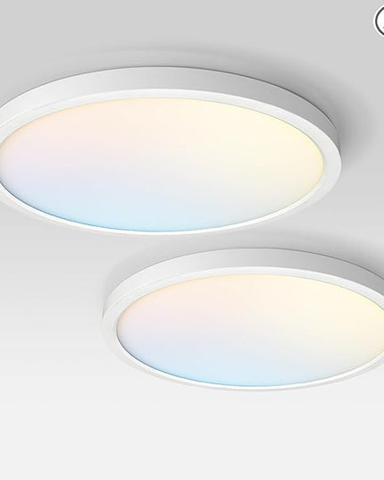 ASD LED 24" Round Flush Mount Ceiling Light Fixture, Low Profile Surface Lighting | 5CCT, Dimmable, Ultra-Thin, ETL Listed | 38W 2700LM 2700-6000K 100-277V | Kitchen, Hallway Lamp | White, 2 Pack