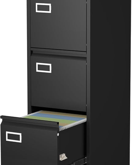 File Cabinet,3 Drawer Filing Cabinet with Lock,Metal Filing Cabinets for Home Office,School,Vertical File Cabinets for Letter/Legal/A4/F4 Size,Assembly Require,Black