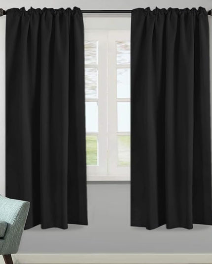 H.VERSAILTEX Blackout Curtains Thermal Insulated Window Treatment Panels Room Darkening Blackout Drapes for Living Room Back Tab/Rod Pocket Bedroom Draperies, 52 x 72 Inch, Jet Black, 2 Panels