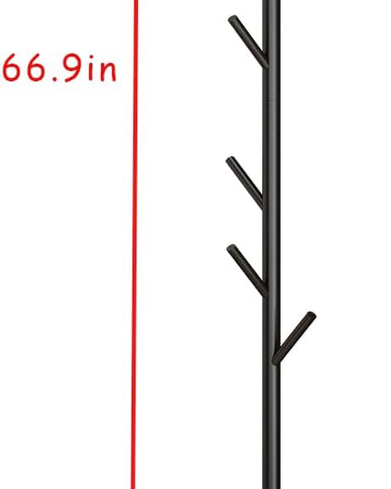 Black Metal Coat Rack, Freestanding with Hooks, Entryway Coat Rack Stand, Coat Racks with Marble Base, Coat Tree for Hanging Clothes, Hats, Bags