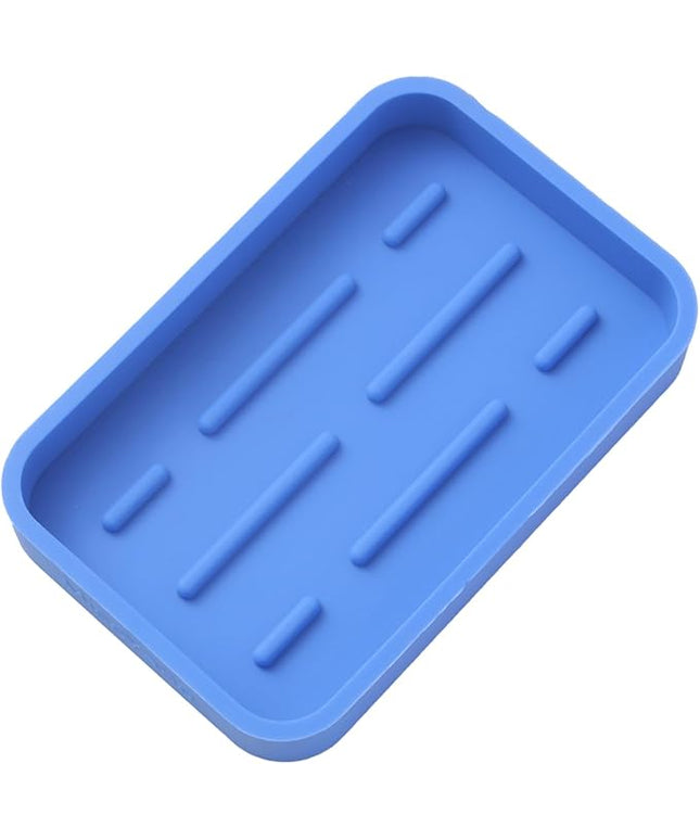 Silicone Kitchen Sink Organizer Tray for Multiple Usage,Easy Clean Sponges Holder for Kitchen Bathroom Counter or Sink,Dish Soap Dispenser,Scrubber,Bottle,Cup Lichen Blue 4.9”x 3.2”