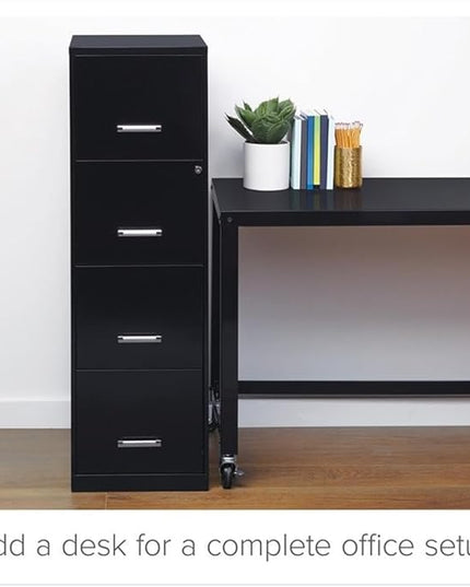 Pemberly Row 4 Drawers 46.38" Vertical Black Metal Filing Cabinet Lockable Pre-Assembled Stationary Letter Size for Home, Office