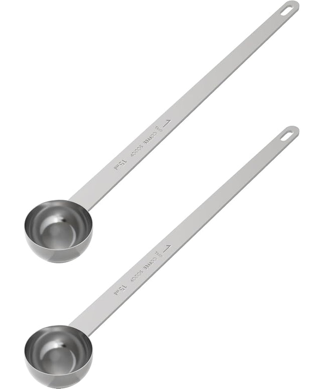 2PCS 1 Tablespoon Coffee Scoop, 9" Long Handle Measuring Spoon, One tbsp (15 ml) Stainless Steel Scooper