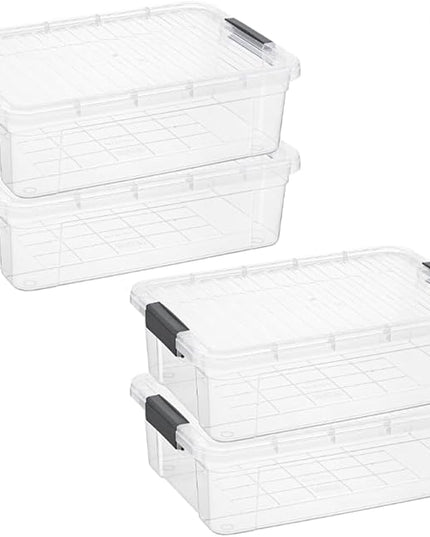 Superio Storage Bins with Lids, Clear Plastic Containers for Organizing, Stackable Totes, BPA Free, Odor Free, Organizer Boxes for Home, and Dorm (4 Pack, 22.75 Qt)