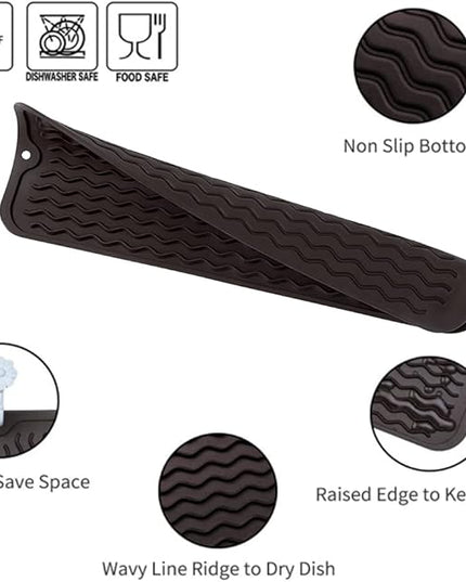 Silicone Dish Drying Mat for Multiple Usage,Easy clean,Eco-friendly,Heat-resistant Silicone Mat for Kitchen Counter,Sink,Bar,Bottle,or Cup Coffee M 17 inches x 6 inches