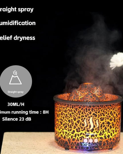 3in1 260ml Night Light, Essential Oil Diffuser for Bedroom, Office, Gym, Hotel Collection Diffuser, 3 Light Modes, 2/8H, Atomization Flame & Black Volcano Modes Oil Diffuser for Home