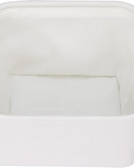 Kntiwiwo Small Fabric Storage Bins, 7.8x6.7x5.9 inch Mini Storage Cubes 4-Pack Storage Basket for Makeup Collapsible Fabric Storage Organizer with Handles, Decorative Basket for Desk, Shelves, White