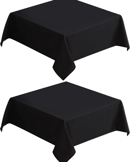 VidaFete Square Tablecloth 2 Pack 52 x 52 Inch Tablecloths Stain Wrinkle Resistant Polyester Dining Table Cover for Kitchen Dinning Party Wedding Rectangular Tabletop Buffet Decoration(Black)